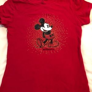 NWOT red shirt with Mickey Mouse size M